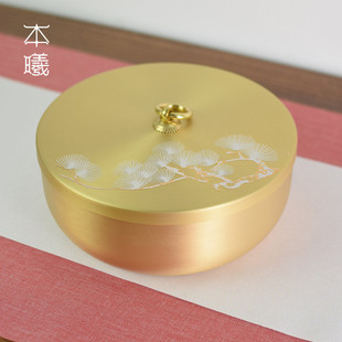 黄铜大号茶洗带盖中式禅意功夫茶具配件杯洗日式笔洗水盂