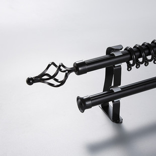 窗帘杆罗马杆双杆铝合金窗帘轨道杆子罗马杆单杆加厚美式挂钩打孔