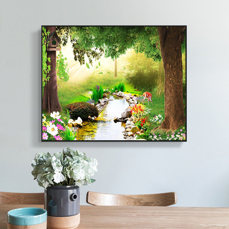 大自然森林风景电表箱装饰画免打孔遮挡强弱配电箱空开电闸盒挂画