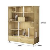 Hp原木清新猫别墅家用室内超大自由空间猫砂盆一体猫柜猫笼子猫房