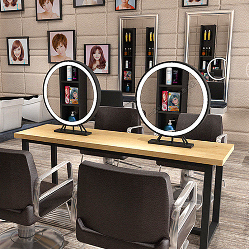 镜子化妆镜台式led灯美妆带灯补光插电梳妆台调三色网红桌面ins风