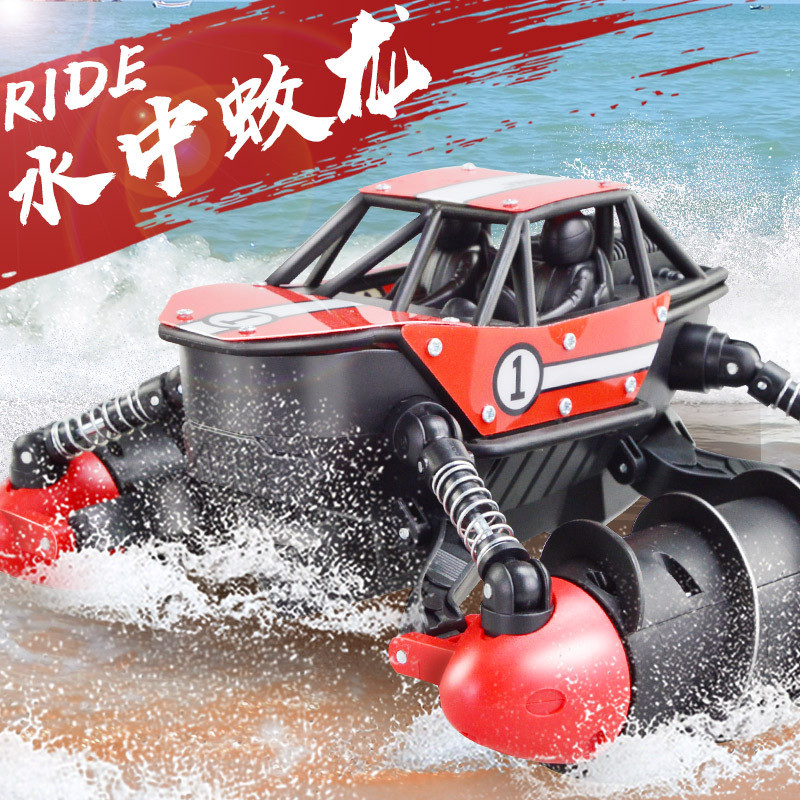 跨境2.4G电动水陆特技遥控车攀爬车越野车乐能F1特技玩具车男孩