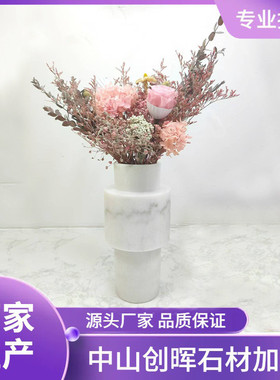 现代简约轻奢天然大理石花器桌面创意摆件客厅样板间酒店装饰花瓶