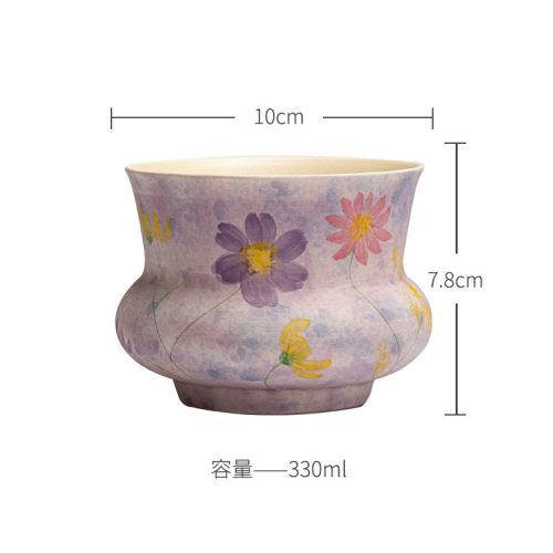 干言粉引纯手绘建水诧寂风茶渣桶茶桌水盂茶洗废水缸弥泡茶道配件