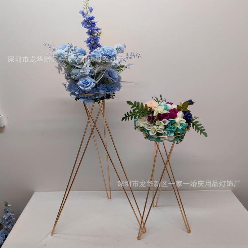 铁艺三角花架电镀花篮支架架花架可拆装婚礼布置道具路引装饰开业