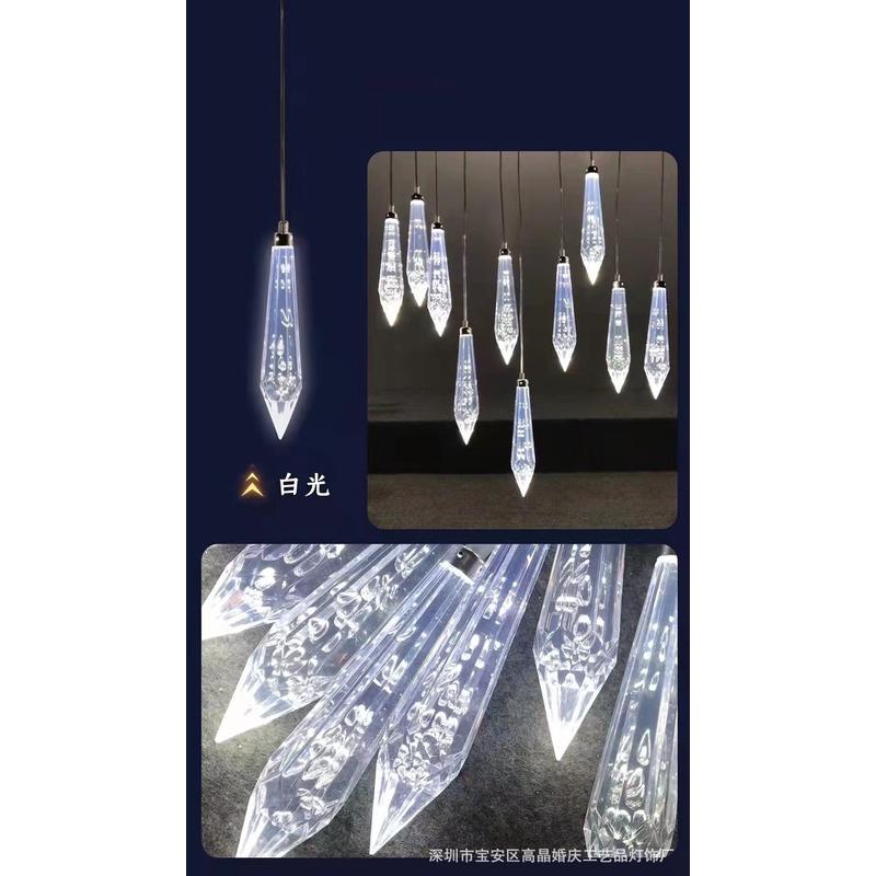新款婚庆花蕾10头尖珠吊灯婚礼舞台道具场地布置发光亚克力装饰灯