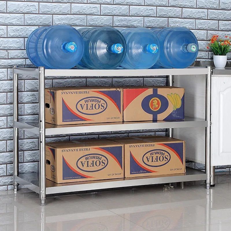 不锈钢置物架三层家用厨房落地多功能可拆卸微波炉阳台卧室收纳架