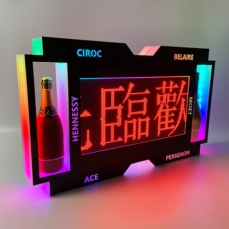 led发光幻彩香槟酒座亚克力编程屏幕双瓶酒架酒吧ktv洋酒xo酒