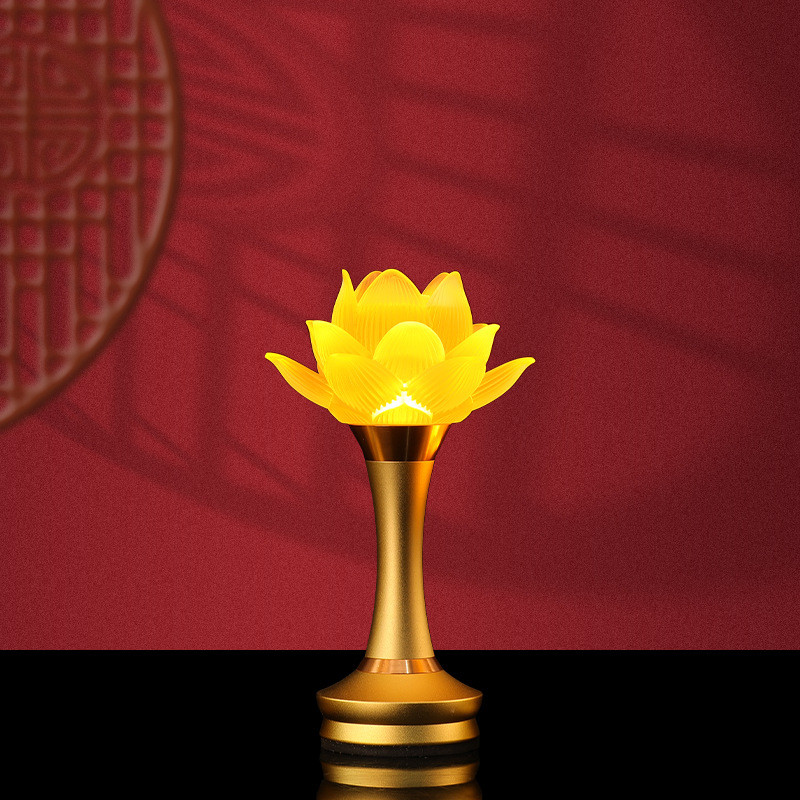 琉璃灯led水晶七彩莲花灯佛供灯新款佛灯供灯佛台工艺品充电家用