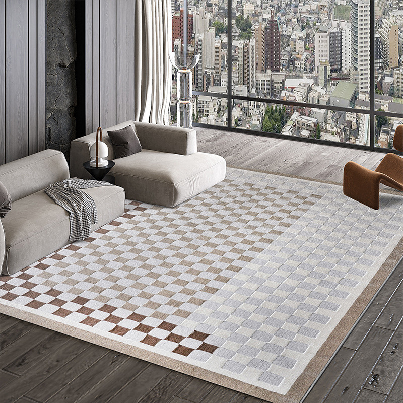 宇秀2023经典棋盘格地毯毯轻奢客厅沙发卧室床前现代简约茶几地垫
