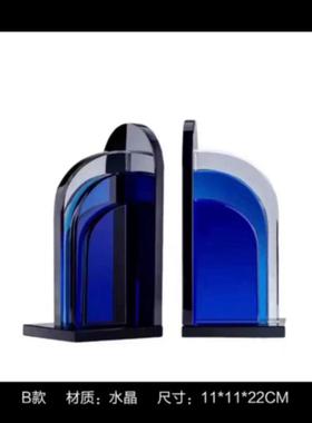 轻奢现代简约琥珀色水晶书靠书房书柜书架摆件书挡创意装饰艺术品