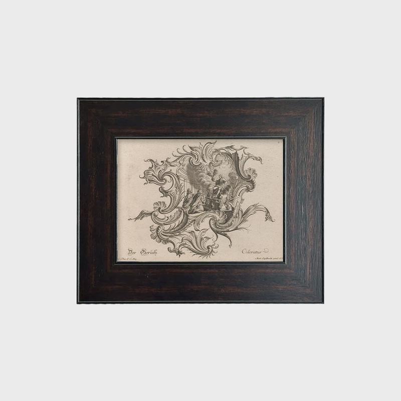 素描中古风黑白法式客厅装饰画书房卧室挂画小众艺术餐厅玄关壁画图片