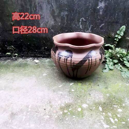 水草种植陶瓷插画多肉陶罐花盆复古创意土陶罐桌面高植物罐水培
