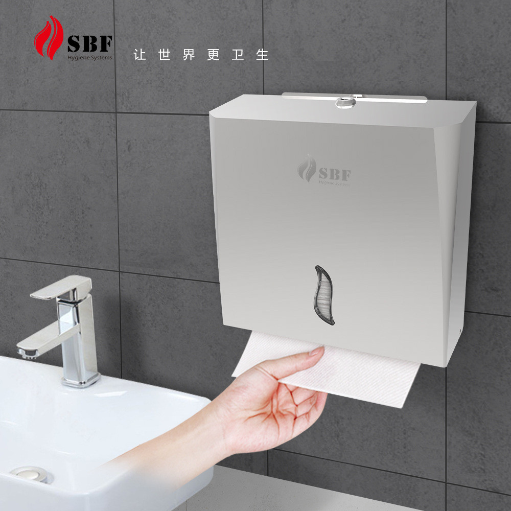 深圳奥擦奇v/n折不锈钢力手纸巾盒大容量挂壁式免打孔擦手纸架