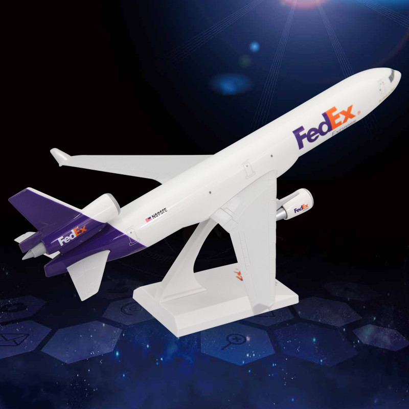 拼装飞机模型B777麦道MD-11联邦Fedex货运航模摆件ABS1：200比例