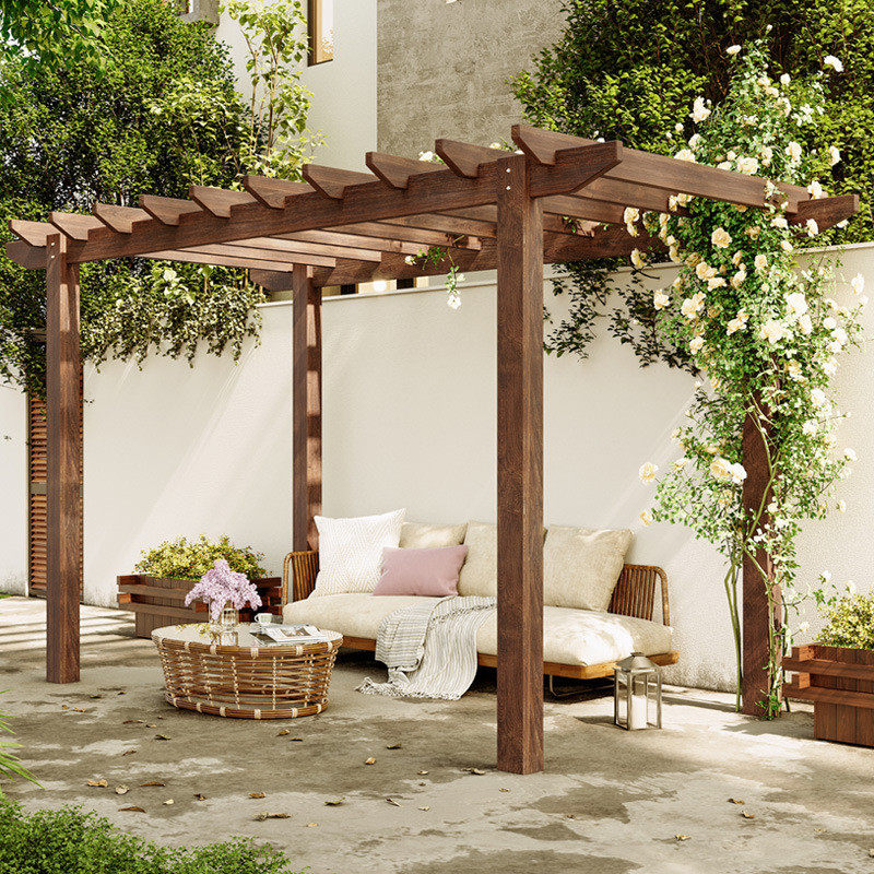 庭院造景葡萄架防腐木凉亭户外爬藤架别墅大型简易实木长廊花架