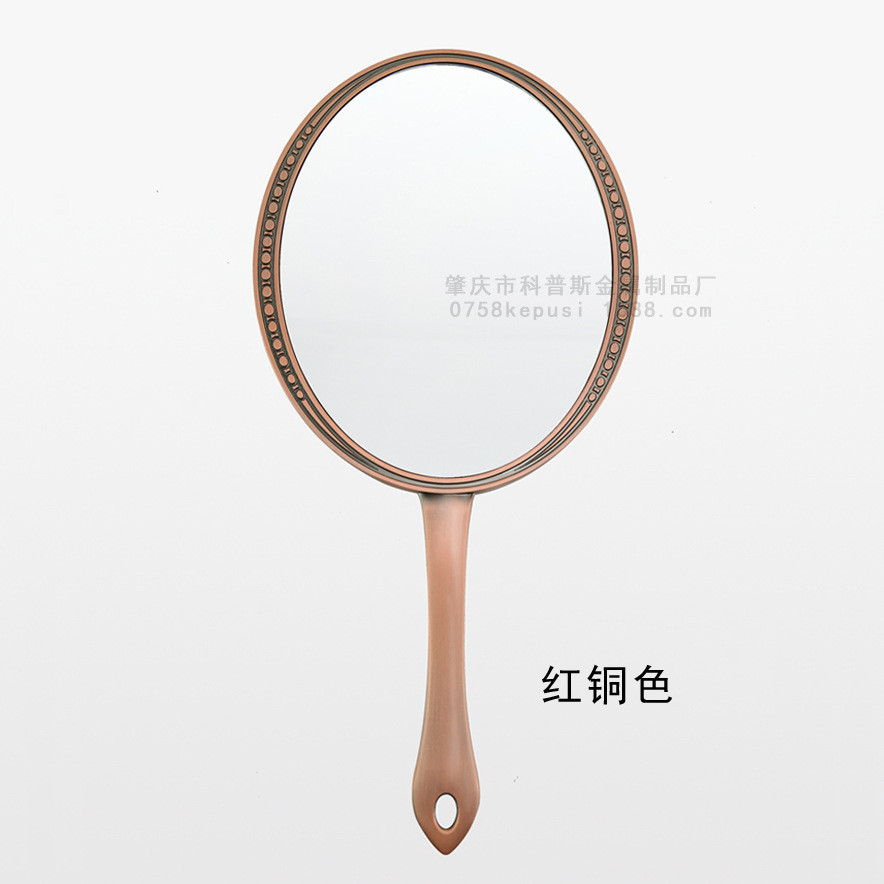 欧式金属复古大号镜子手柄直立化妆镜美容院梳妆台diy手拿椭圆