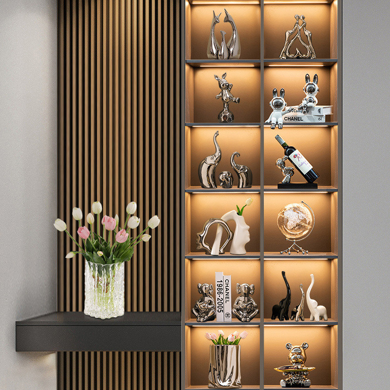 轻奢书柜酒柜装饰品摆件现代客厅办公室高档家居软装套装工艺品