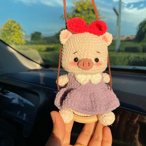 钩针毛线编织diy汽车挂饰网红鸭荡秋千吊饰车载挂件材料包帐篷