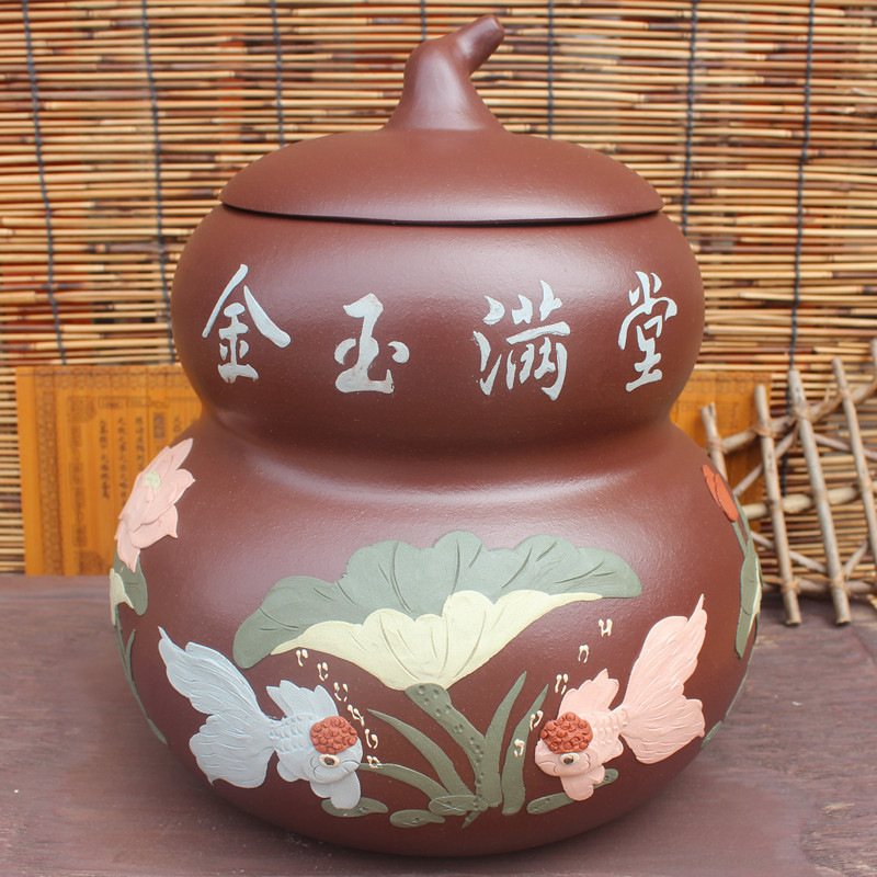 紫砂茶叶罐大号普洱紫砂茶罐手工储茶罐大茶叶缸醒储物罐茶具批发