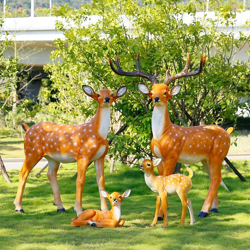 热销模型仿真梅花鹿玻璃钢雕塑圣诞景观装饰摆件花园林庭院树脂鹿