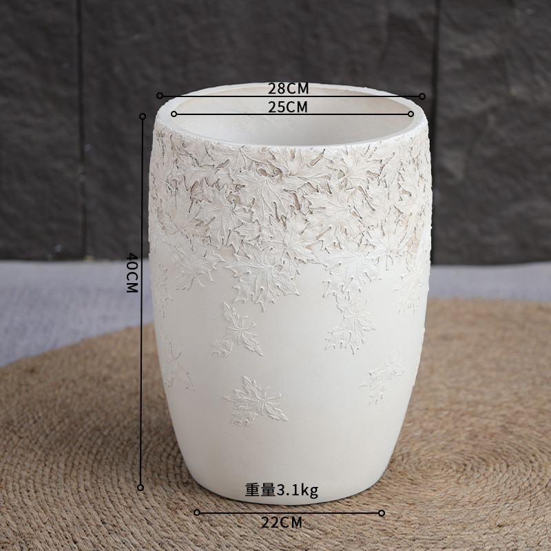侘寂风复古高款百合落地大口径镁泥花盆龟背竹圆形竹绿植水泥花盆