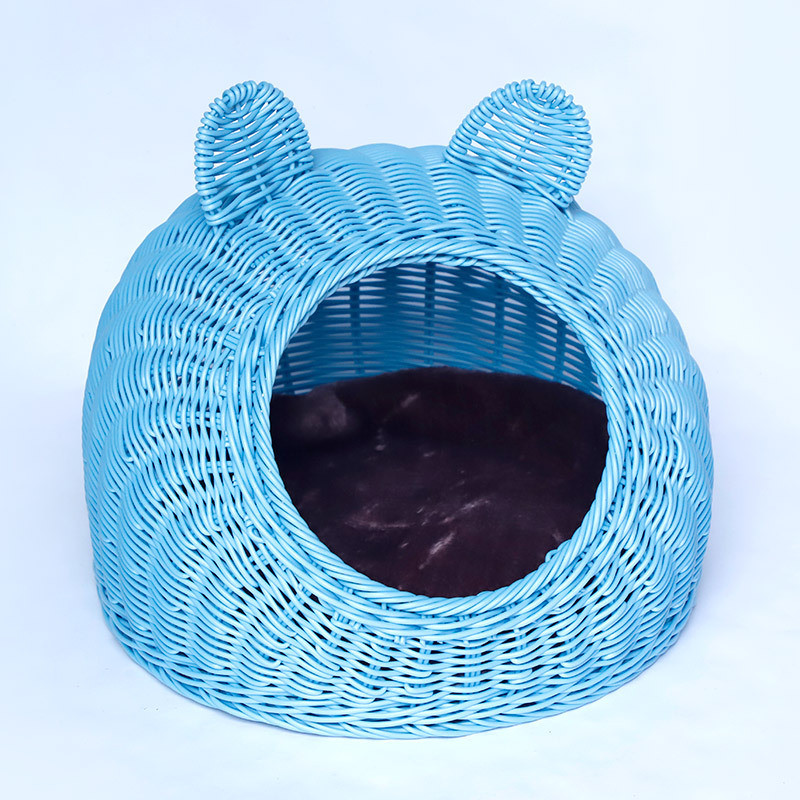 热销厂家猫窝猫耳朵供应狗窝幼型犬小清洗多功能手工编织猫窝狗窝
