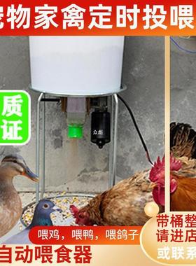 养鸡自动喂食器喂鸡远程投喂投料机鸽子饲料定时太阳能下料器
