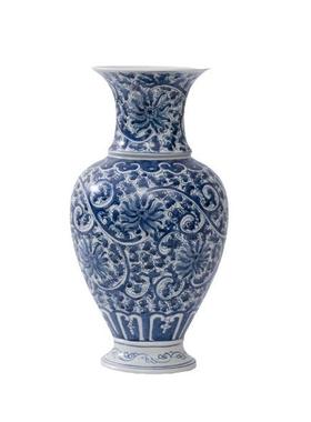 景德镇瓷瓶青花喜上眉梢蓝色陶瓷花瓶客厅摆件新中式博古架装饰品