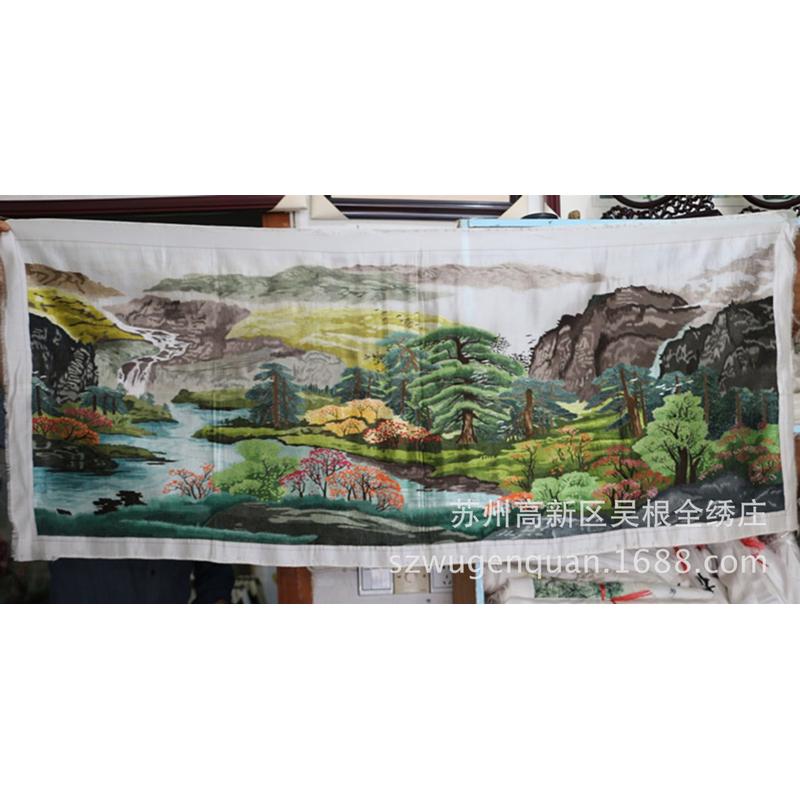 苏绣绣片单面绣客厅苏州办公室装饰画手工刺绣风景画