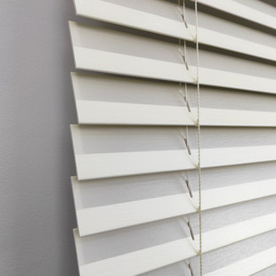 工厂办公室遮光遮阳百叶窗帘客厅书房热销防水防油无绳仿木百叶帘