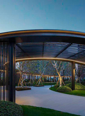 户外大型不锈钢廊架雕塑厂家耐候钢建筑长廊结构创意地标性金属