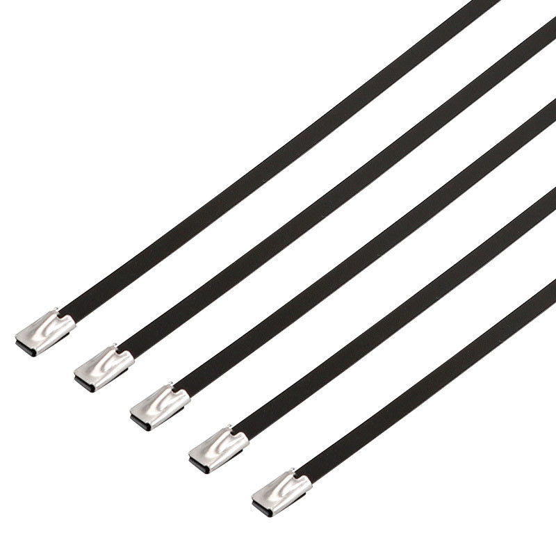 束塑自锁式不锈钢扎带自锁金属电缆扎带黑色喷线带广告牌扎带