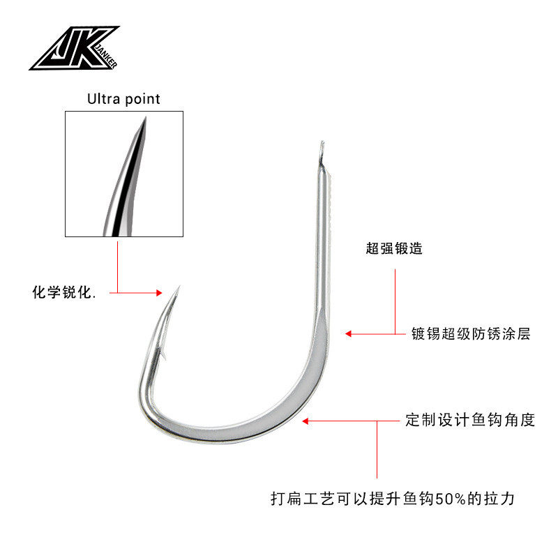 jk涂层lolhv高碳钢镀锡防锈剑客打扁工艺提升拉力海水船钓鱼钩