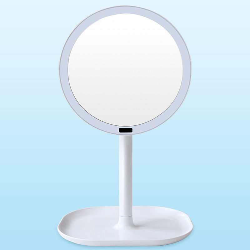高级感人体感应桌面带led灯镜子台式化妆镜ins梳妆台美妆镜