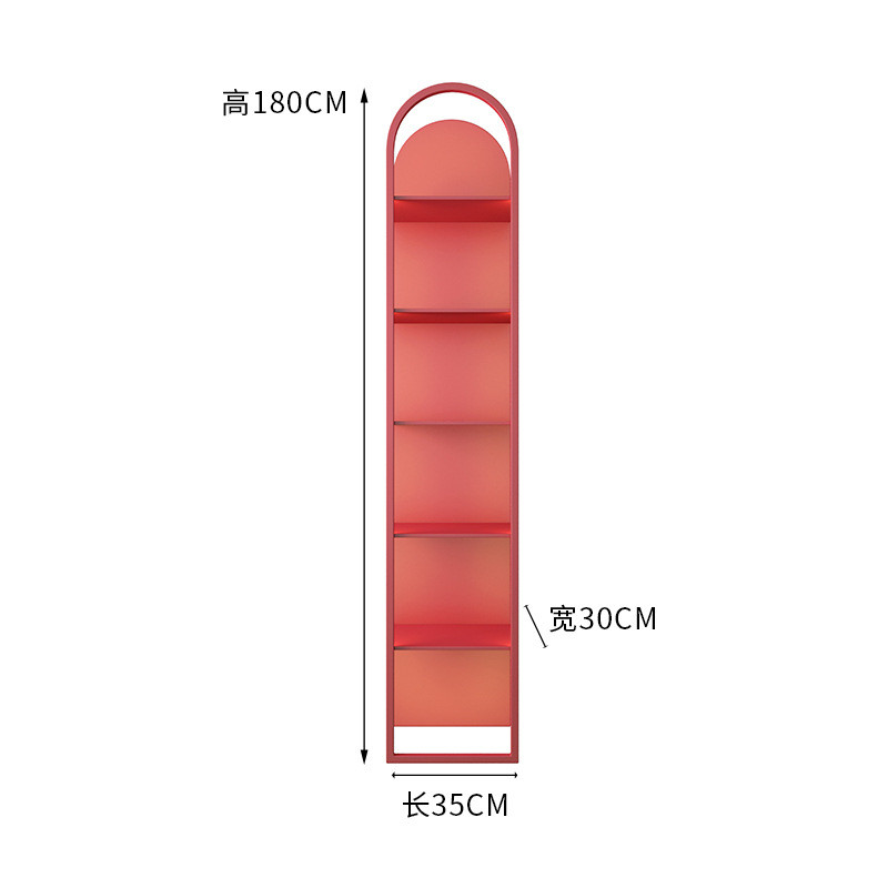 北欧带灯发光上多层组合置物架多层收纳落地金属墙两用展示架柜架