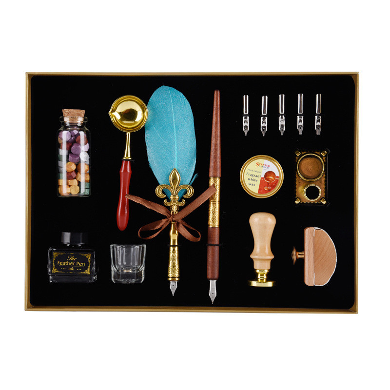 书法复古 珠光吸墨火漆套装欧式笔蘸水沾水套装 创意礼品企业礼品