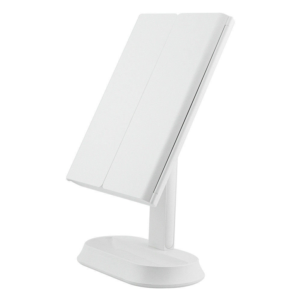 三面折叠led化妆镜三色补光镜子感应美妆镜充电180度旋转化妆触摸