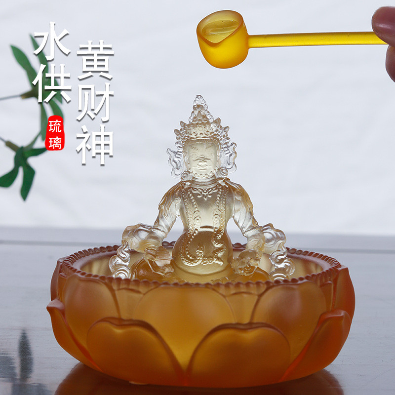 禅悦佛艺琉璃水供黄财神佛像五路财神家居办公桌面案台供奉工艺品
