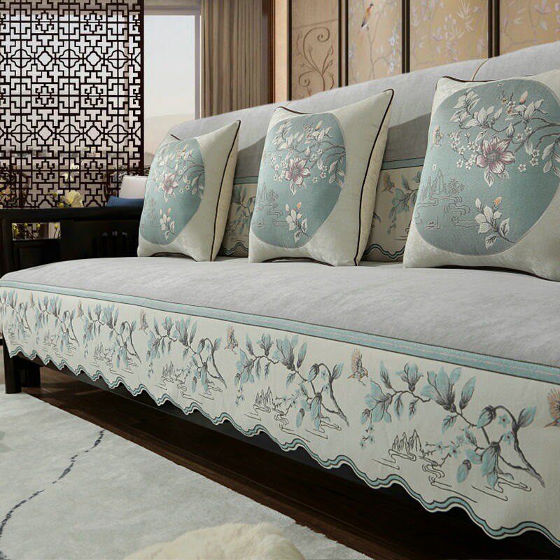 新中式沙发套罩红木家具中式座垫实木沙发垫四季通用盖布防滑坐垫