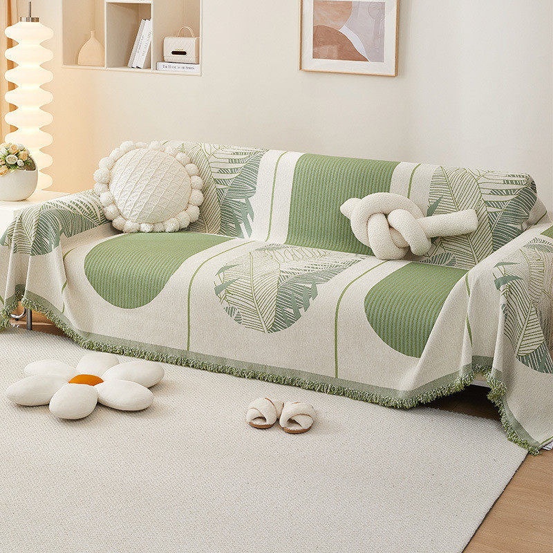 ins风沙发巾全盖布四季通用雪尼尔绿色沙发垫套罩高级感沙发盖巾