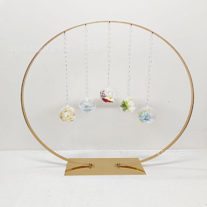 新款婚庆道具电镀铁架铁艺舞台装饰布置婚庆路引摆件珠帘吊球铁架