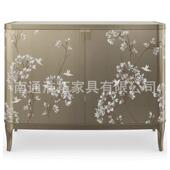 入户玄关进门客厅隔断轻奢柜别墅实木餐边柜手绘门厅柜美式 鞋 柜