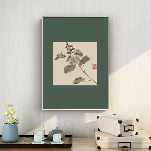 玄关茶室禅意国风挂画客厅沙发装饰画新中式餐厅办公室书房壁画
