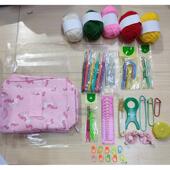 58件套钩针套装 diy新手全套钩针材料包便携式 毛线编织工具