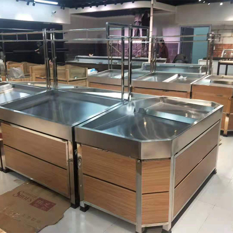 厂家批发超市便利店货架水果生鲜蔬菜货架展示架不锈钢置物架子