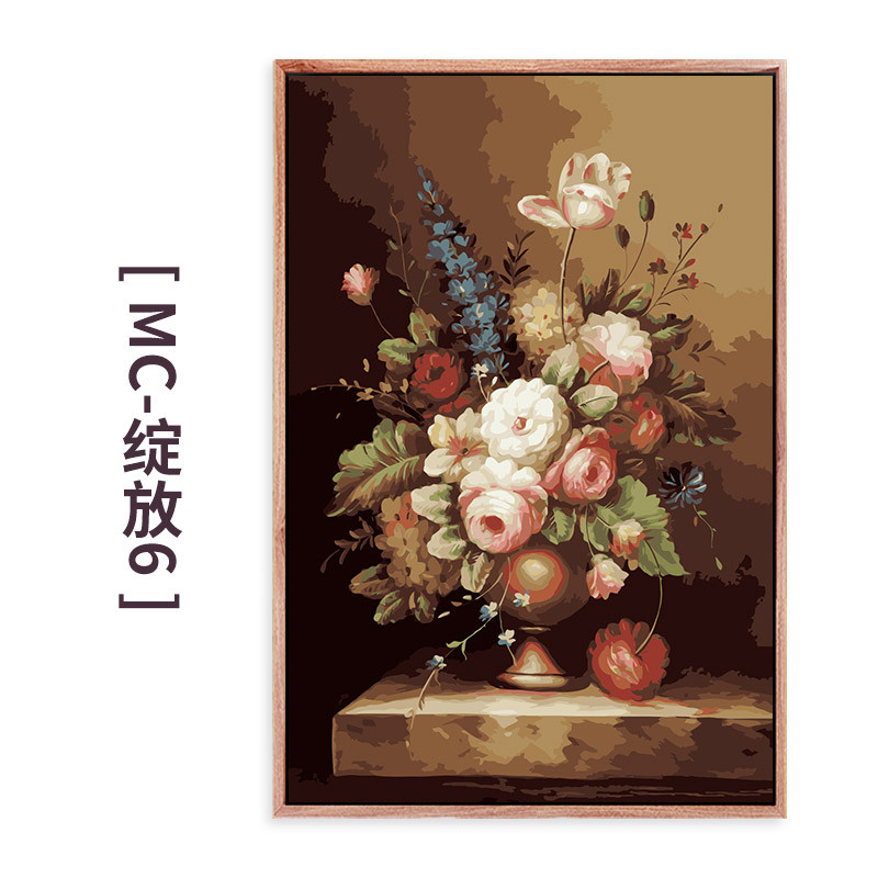 19ndiy简约马手绘数字油画客厅风景动物玄关填充减压填色油彩装饰