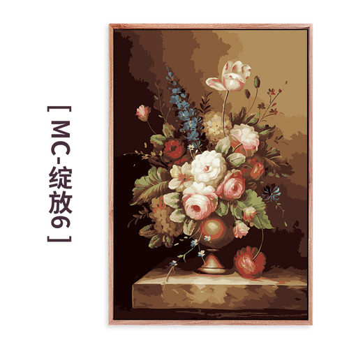 19ndiy简约马手绘数字油画客厅风景动物玄关填充减压填色油彩装饰