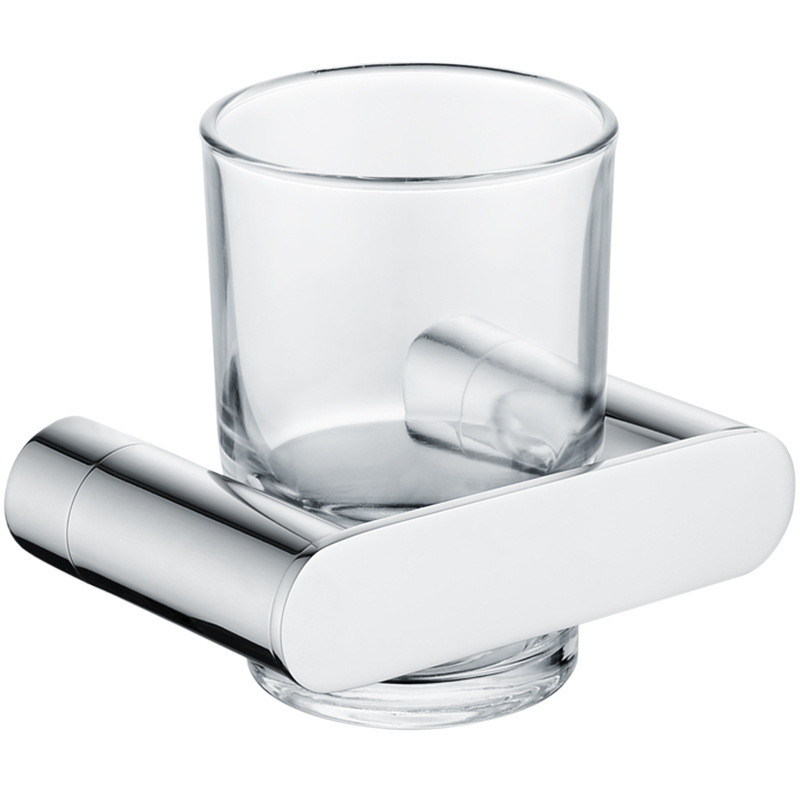 欧美镀铬漱口杯304不锈钢卫生间单杯架现代简约牙刷架牙膏架