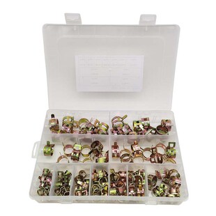 110pcs软管镀彩锌弹簧盒装夹7-17mm11个尺寸喉箍卡箍软管管夹